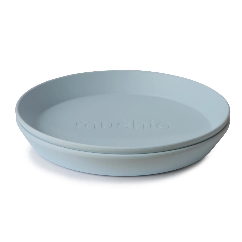 NWOT Mushie Powder Blue Round Dinnerware Plates Set Of 2